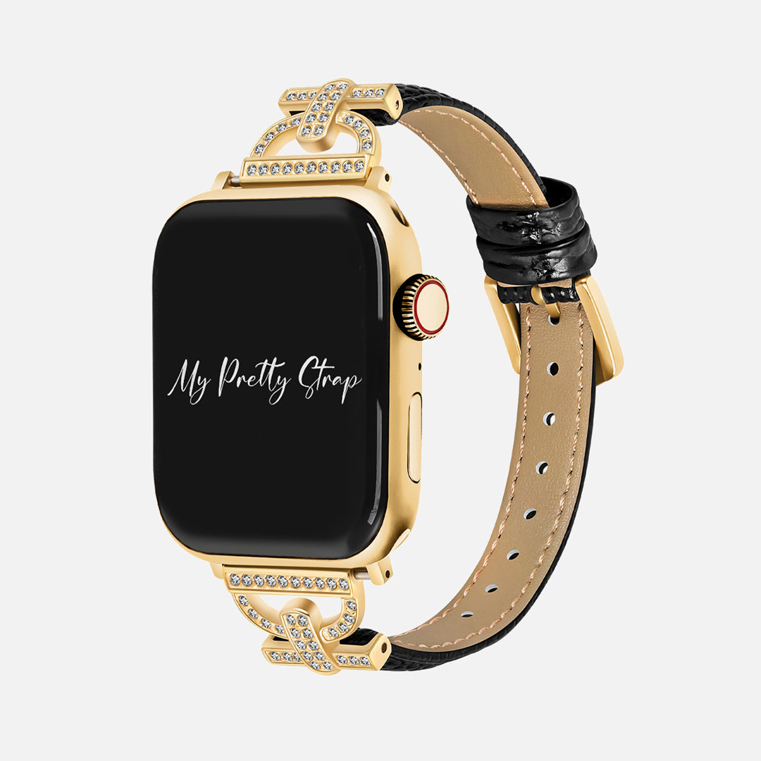Glam Leather Pave Apple Watch Strap