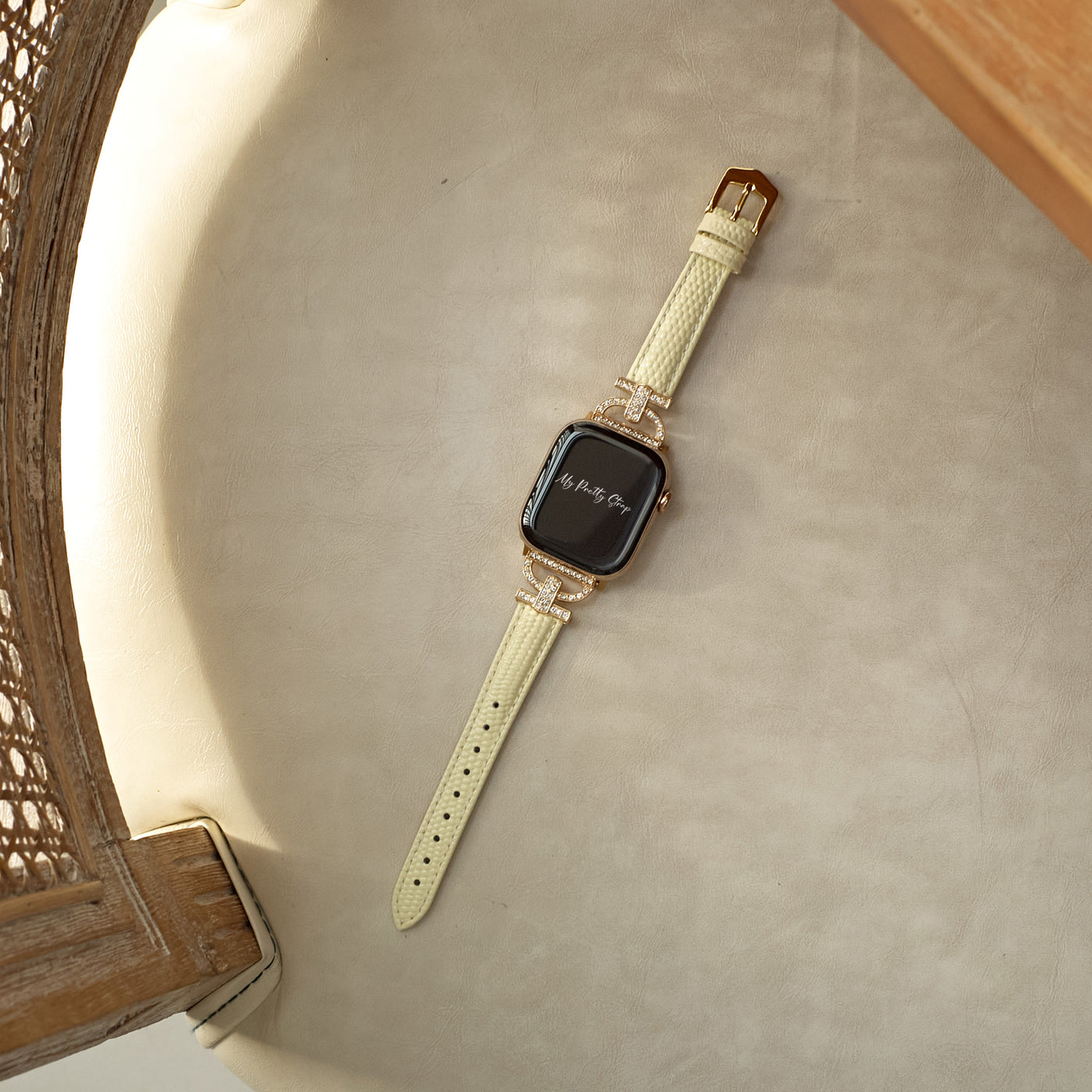 Glam Leather Pave Apple Watch Strap